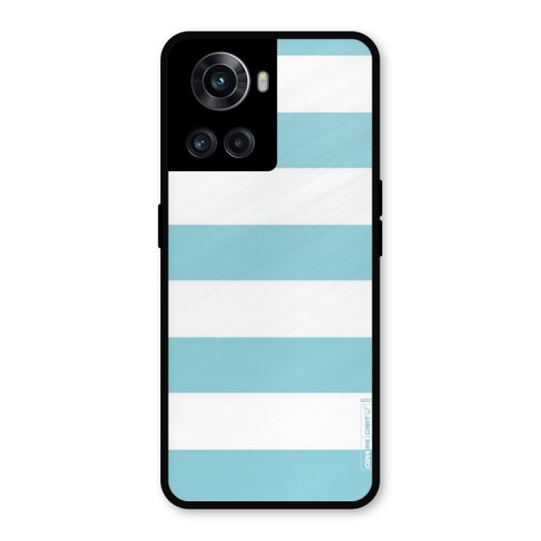Pastel Blue White Stripes Metal Back Case for OnePlus 10R
