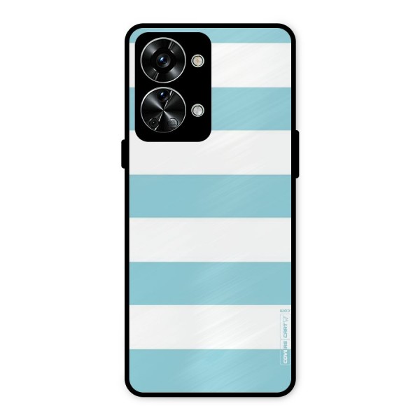 Pastel Blue White Stripes Metal Back Case for OnePlus Nord 2T