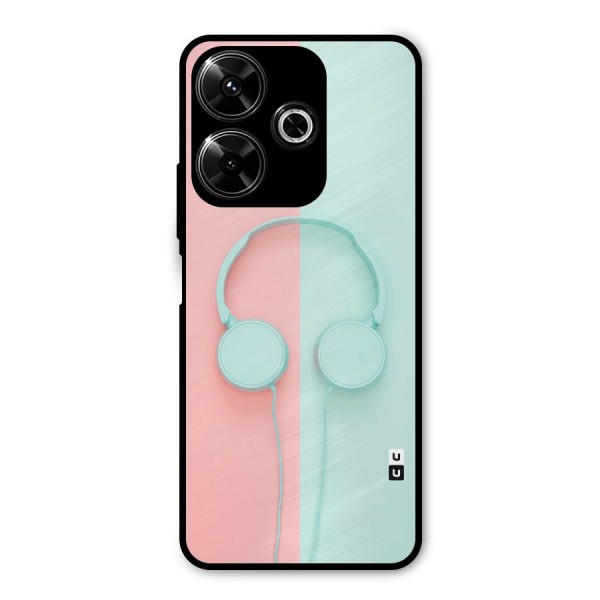 Pastel Headphones Metal Back Case for Poco M6 Plus