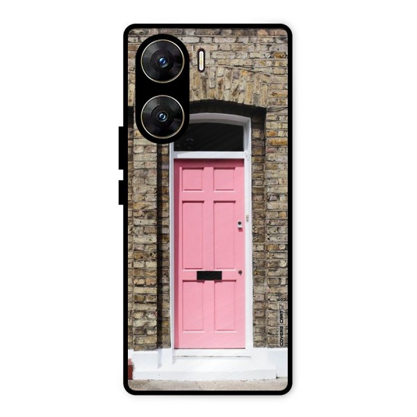 Pastel Pink Door Metal Back Case for Vivo V29e