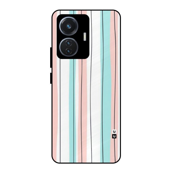 Pastel Tri Stripes Metal Back Case for Vivo T1 44W