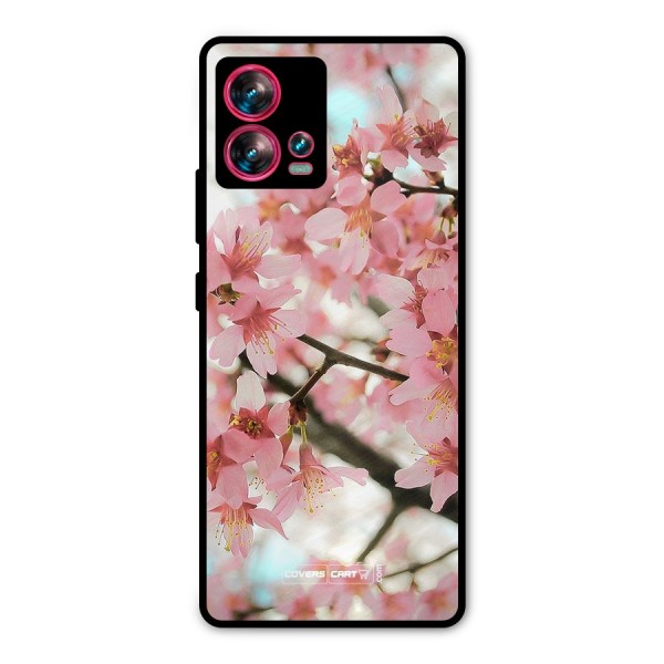 Peach Floral Metal Back Case for Motorola Edge 30 Fusion