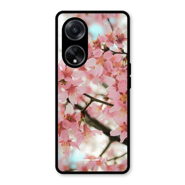 Peach Floral Metal Back Case for Oppo F23
