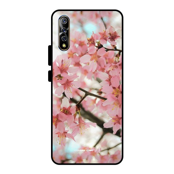 Peach Floral Metal Back Case for Vivo S1