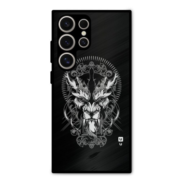 Pencil Art Lion Illustration Metal Back Case for Galaxy S24 Ultra
