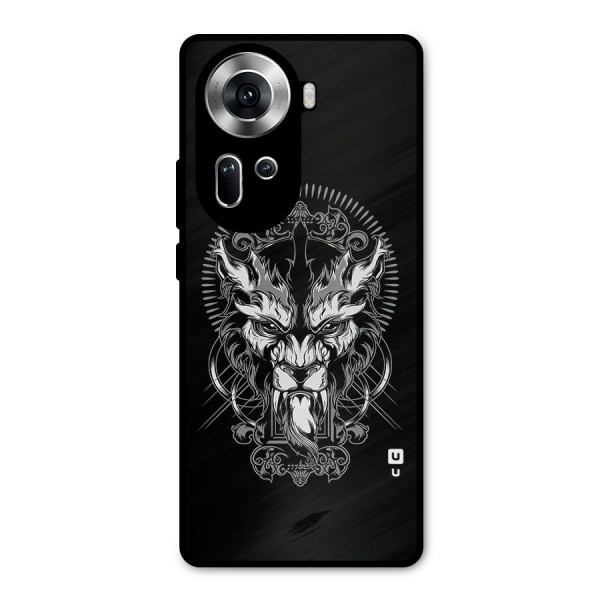Pencil Art Lion Illustration Metal Back Case for Oppo Reno11 5G