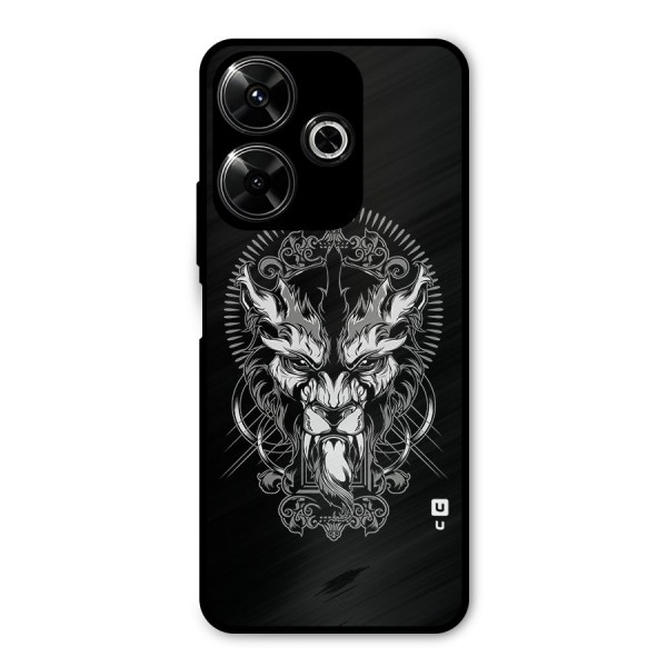 Pencil Art Lion Illustration Metal Back Case for Poco M6 Plus