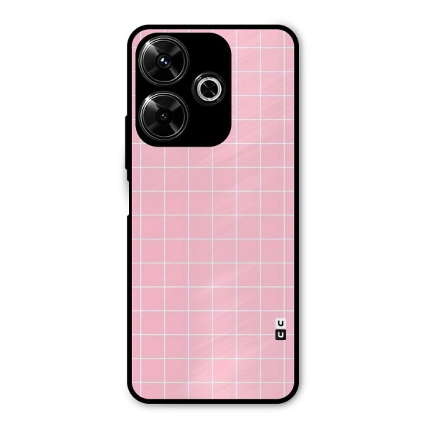 Pink Checks Metal Back Case for Poco M6 Plus