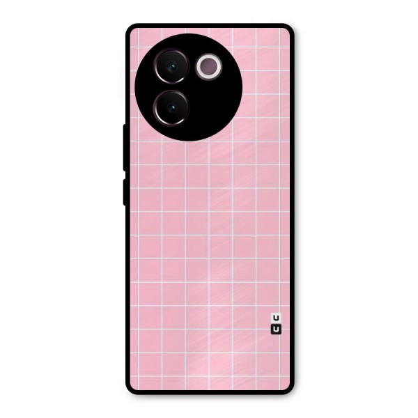 Pink Checks Metal Back Case for Vivo V30e