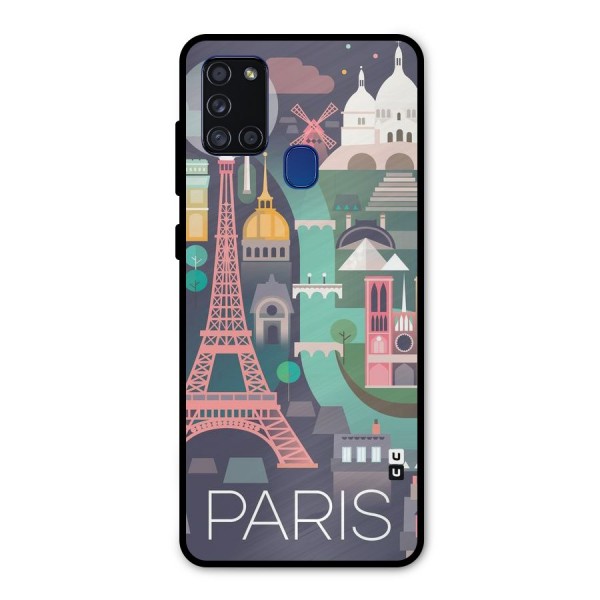 Pink Cute Tower Metal Back Case for Galaxy A21s