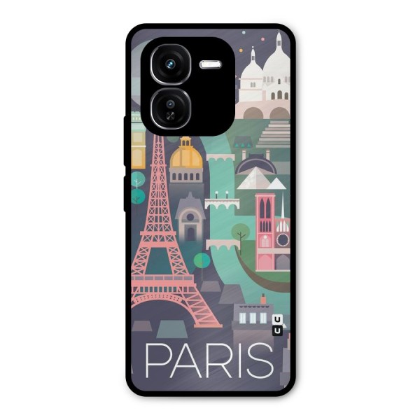 Pink Cute Tower Metal Back Case for iQOO Z9x