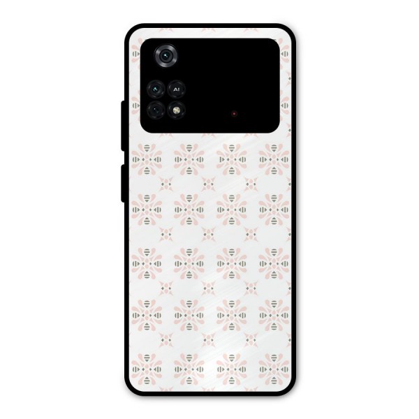 Pink Floral Pattern Metal Back Case for Poco M4 Pro 4G