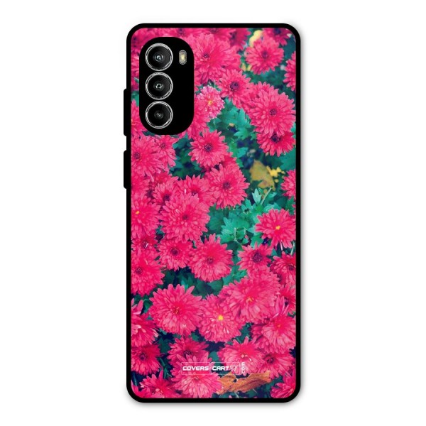 Pink Flowers Metal Back Case for Moto G52