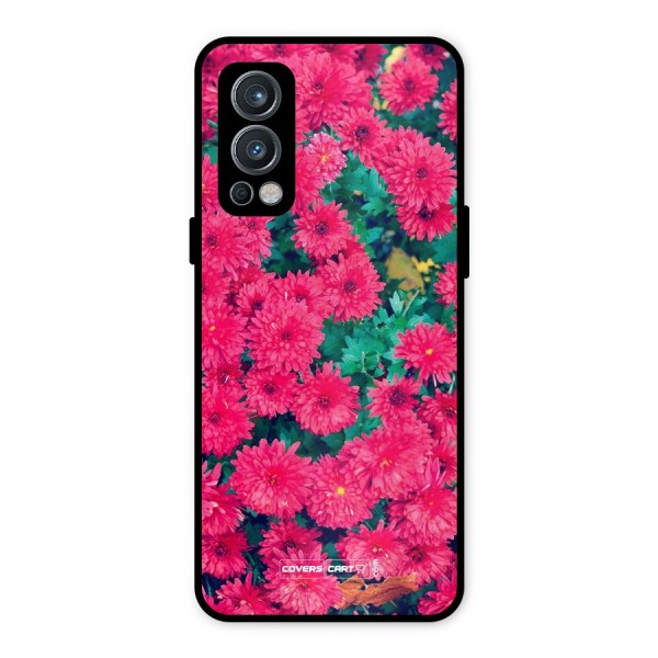Pink Flowers Metal Back Case for OnePlus Nord 2 5G
