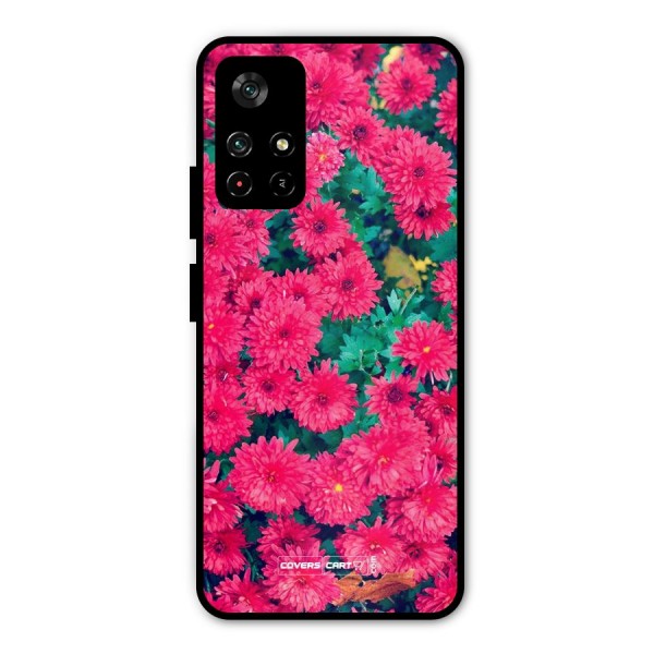 Pink Flowers Metal Back Case for Poco M4 Pro 5G