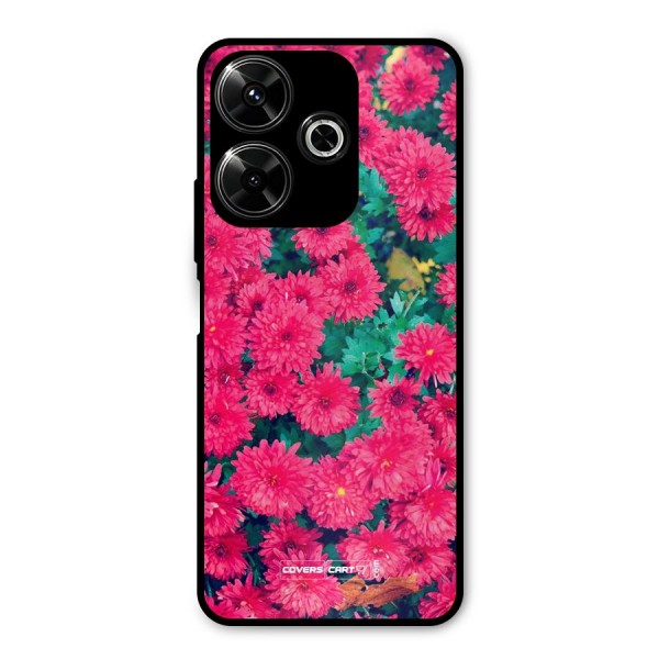 Pink Flowers Metal Back Case for Poco M6 Plus