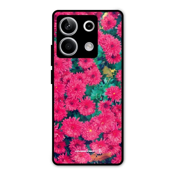 Pink Flowers Metal Back Case for Redmi Note 13 5G