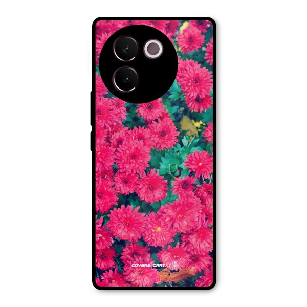 Pink Flowers Metal Back Case for Vivo V30e