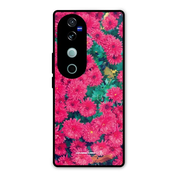 Pink Flowers Metal Back Case for Vivo V40 Pro