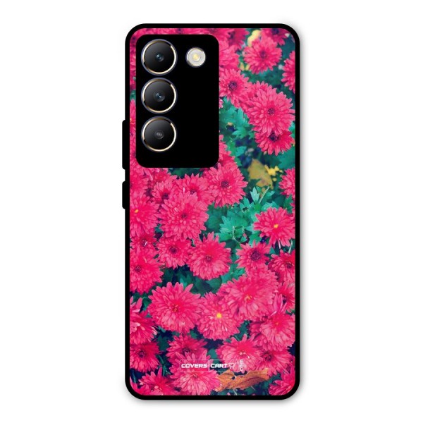 Pink Flowers Metal Back Case for Vivo Y200e