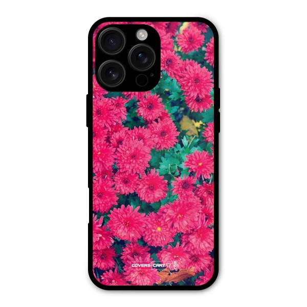 Pink Flowers Metal Back Case for iPhone 16 Pro Max