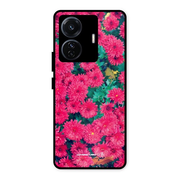 Pink Flowers Metal Back Case for iQOO Z6
