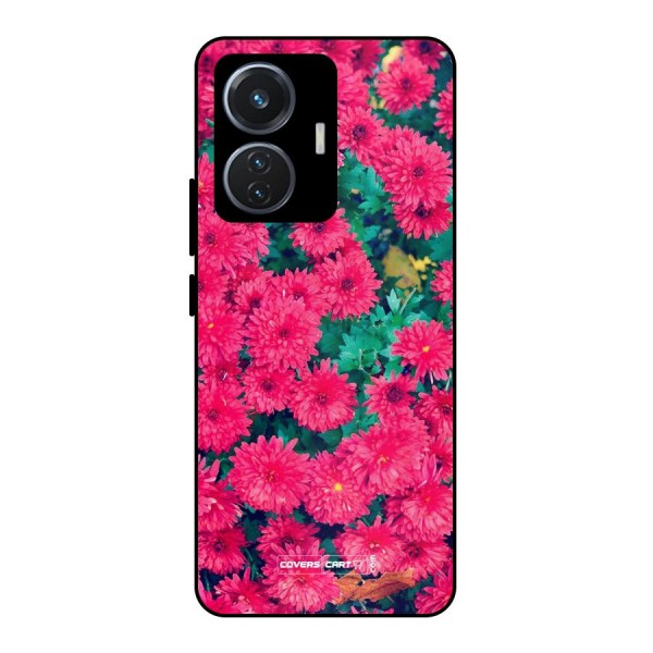 Pink Flowers Metal Back Case for iQOO Z6 44W