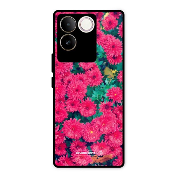 Pink Flowers Metal Back Case for iQOO Z7 Pro