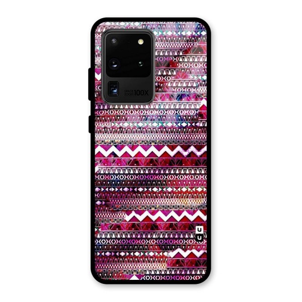 Pink Indie Pattern Glass Back Case for Galaxy S20 Ultra