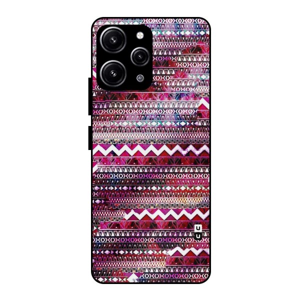 Pink Indie Pattern Glass Back Case for Redmi 12 4G