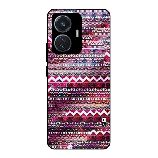 Pink Indie Pattern Metal Back Case for iQOO Z6 44W