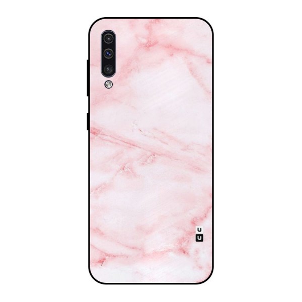 Pink Marble Print Metal Back Case for Galaxy A50