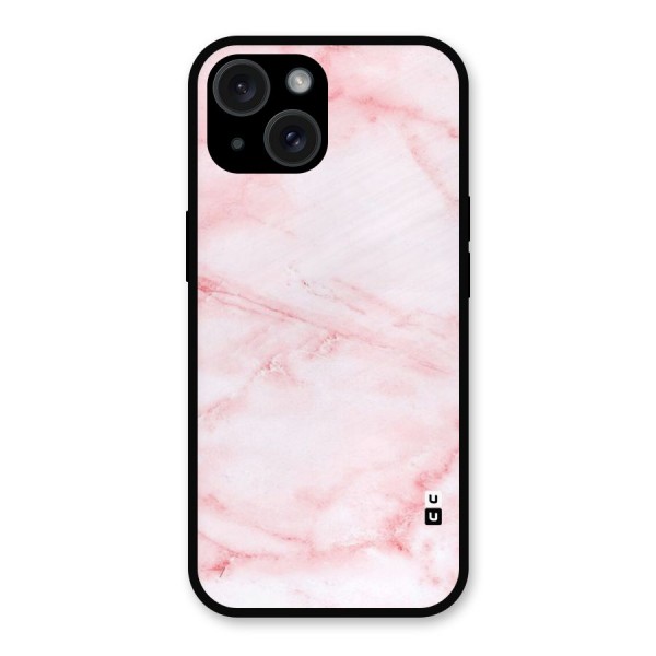 Pink Marble Print Metal Back Case for iPhone 15