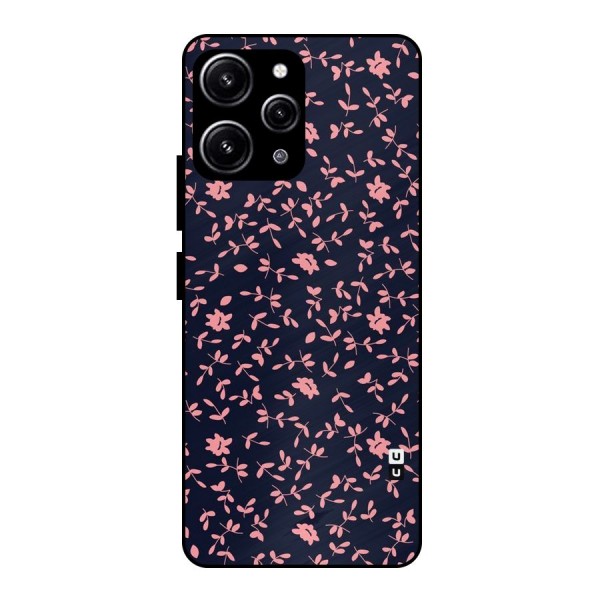 Pink Plant Design Glass Back Case for Redmi 12 4G