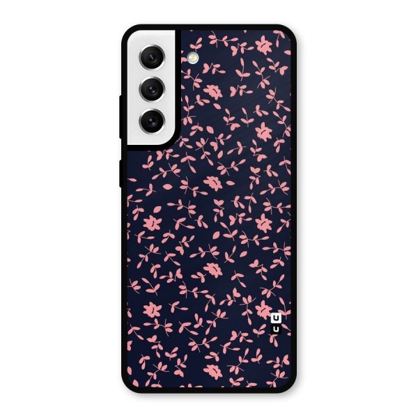 Pink Plant Design Metal Back Case for Galaxy S21 FE 5G