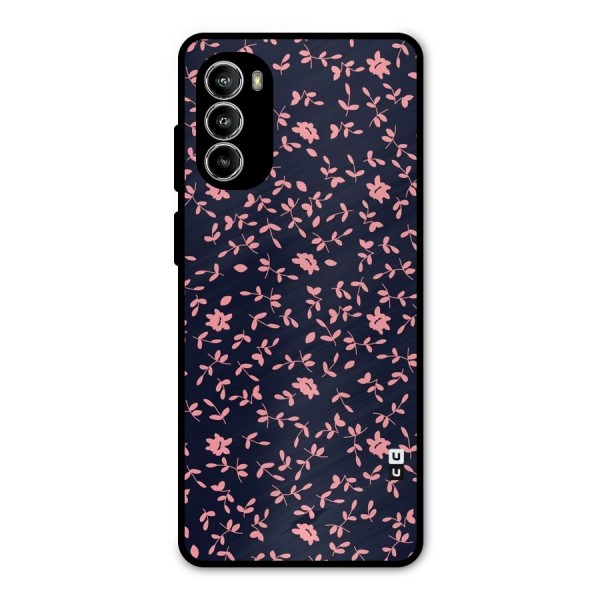 Pink Plant Design Metal Back Case for Moto G52