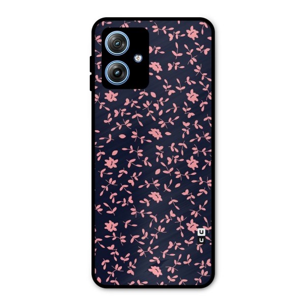 Pink Plant Design Metal Back Case for Moto G54
