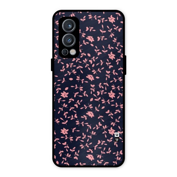 Pink Plant Design Metal Back Case for OnePlus Nord 2 5G