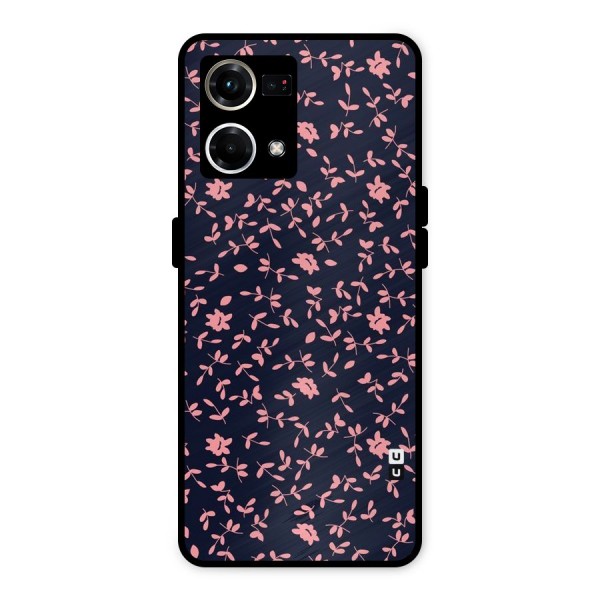Pink Plant Design Metal Back Case for Oppo F21 Pro 4G