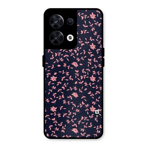Pink Plant Design Metal Back Case for Oppo Reno8 5G