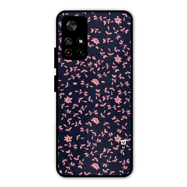 Pink Plant Design Metal Back Case for Poco M4 Pro 5G