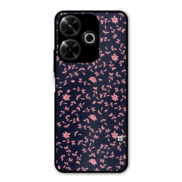 Pink Plant Design Metal Back Case for Poco M6 Plus