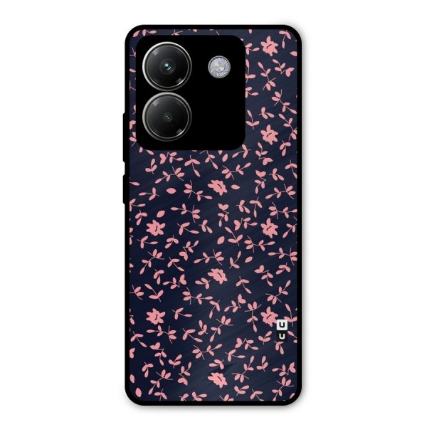 Pink Plant Design Metal Back Case for Poco M7 Pro 5G