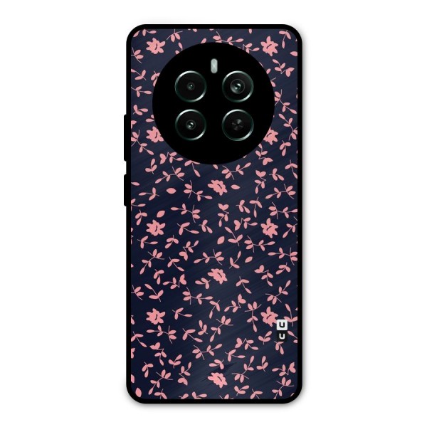 Pink Plant Design Metal Back Case for Realme 12 Pro Plus