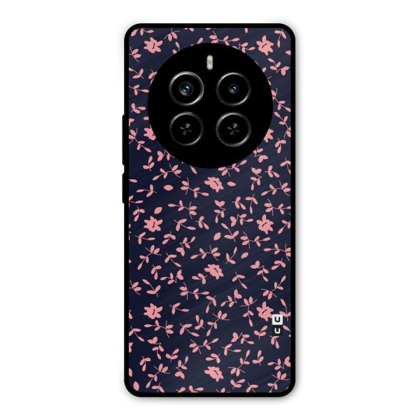 Pink Plant Design Metal Back Case for Realme P1 Pro