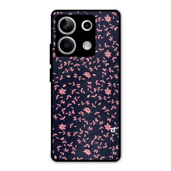 Pink Plant Design Metal Back Case for Redmi Note 13 5G