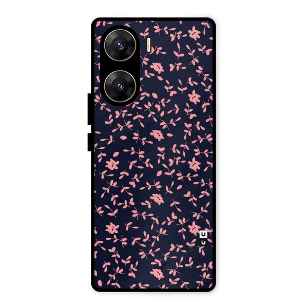 Pink Plant Design Metal Back Case for Vivo V29e