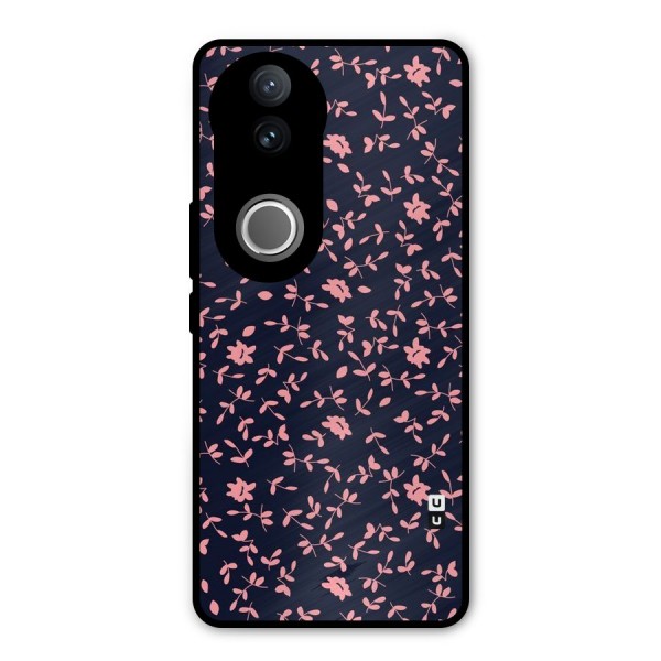Pink Plant Design Metal Back Case for Vivo V50e