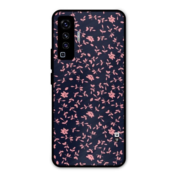 Pink Plant Design Metal Back Case for Vivo X50