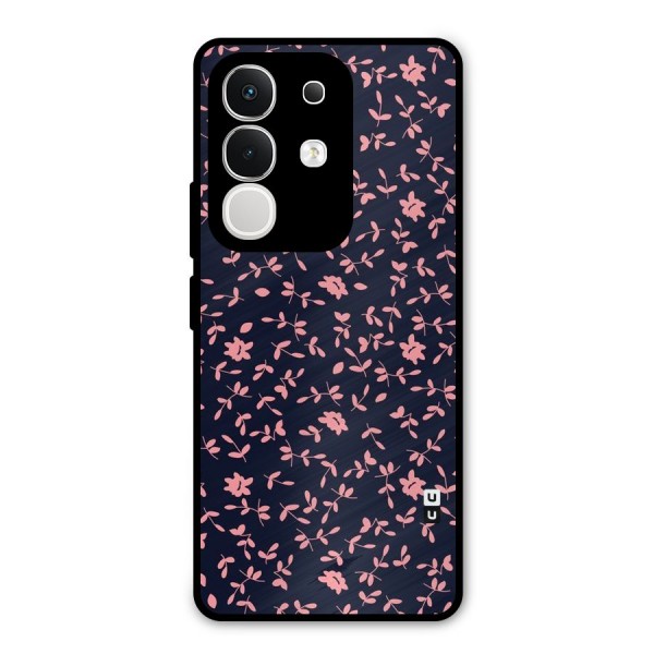 Pink Plant Design Metal Back Case for iQOO Z10x